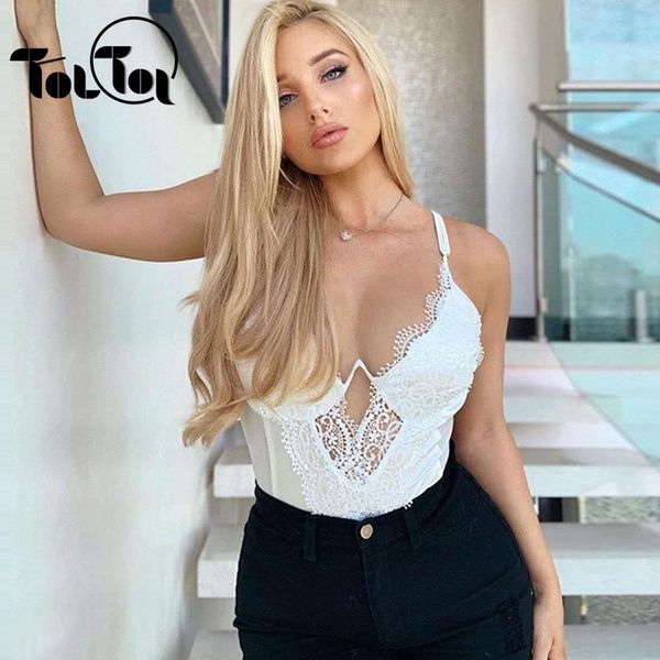 

white black lace bodysuit women 2019 summer see through bodysuit black hollow out patchwork mesh, Black;white