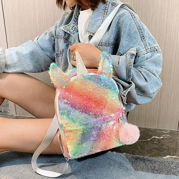 

fashion colorful cool children parent-child backpack cute unicorn girl sequin shoulder bag