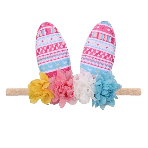 

1pc easter day baby girls headbands lovely cartoon ear baby headbands with flower hair band hair accessories, Slivery;white