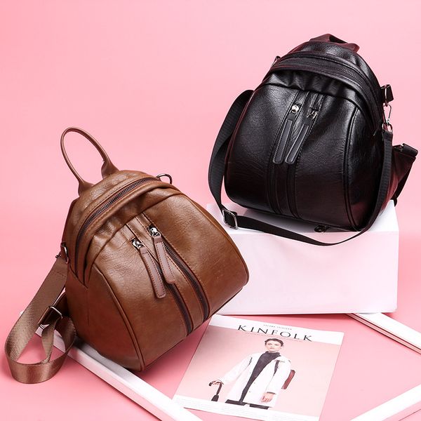 

fashion simple leather backpack women's multi-functional backpack