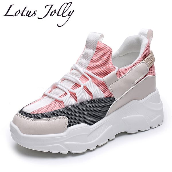 

8cm high heels mesh breathable women sneakers spring summer chunky sneakers elevator casual shoes woman creepers platform wedges, Black