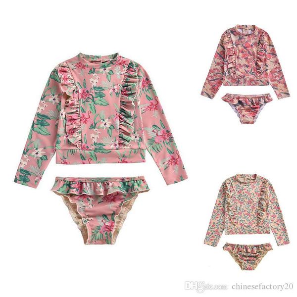

baby girl swimwear set 2 шт. уф-защита от солнца цветочная печатная рубашка + краткое плавание купальный костюм 3 цвета, Blue