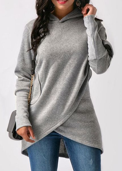 

fashion- asymmetrical warm hoodie oversized hoodies sweatshirt women casual loose long sleeve pullovers female, Black