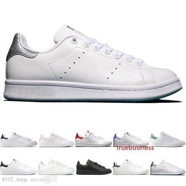 

2019 designer smith men women casual shoes green black white blue red pink silver mens stan fashion leather shoe flats sneakers on sale