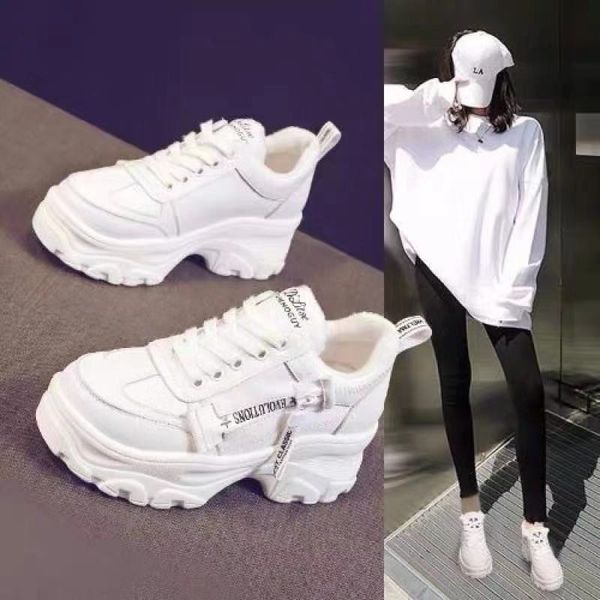 

daddy shoes female ins super fire spring and autumn 2019 new wild sponge cake thick bottom sneakers net red single shoes tide size 35-40, Black