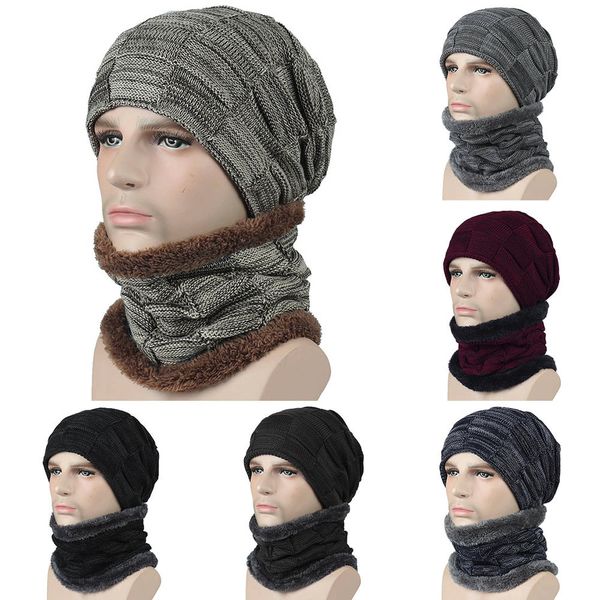 

men women winter beanie hat scarf set warm knitted cap with scarf cool warm and mature hat