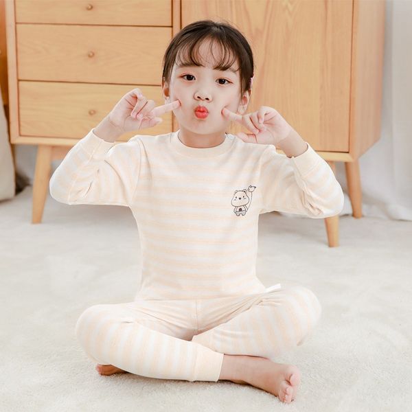 

autumn baby kids girls boys long sleeve cartoon print blouse+pants pajamas sleepwear set hot, White