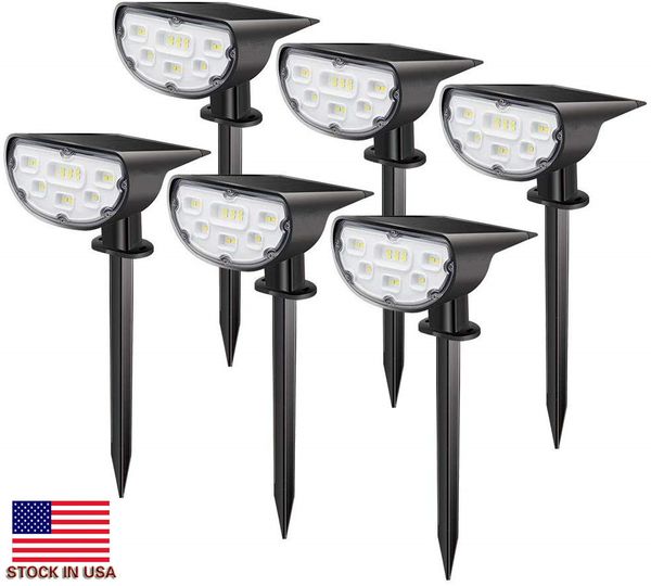 14 LED Paisagem Solar Spotlight iluminação exterior Focos Solar Branco brilhante Dusk to Dawn 2-in-1 Paisagismo parede do jardim