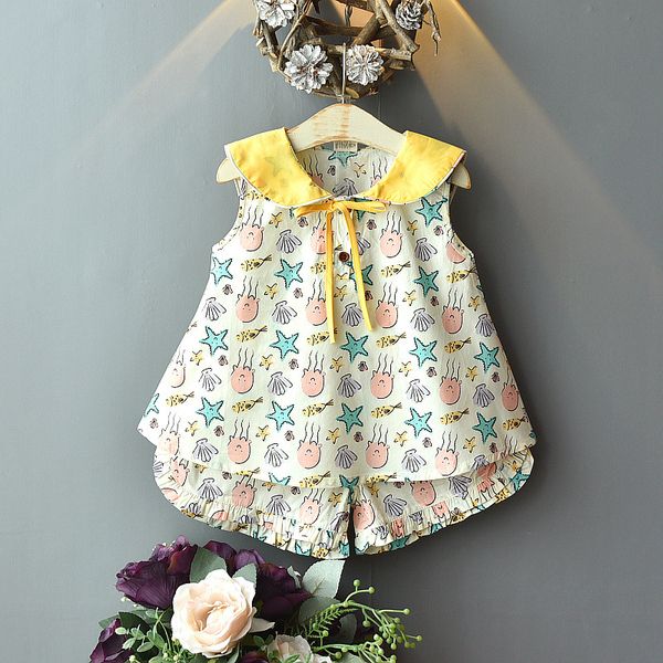 

japanese cartoon sleeveless 2pcs set vest tank + shorts 2020 trend kids girl homwear sleepwear suits, White