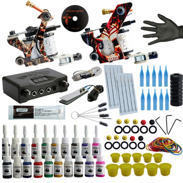 

professional tattoo kit tattoo machine kit rotary machine guns 20 inks set power supply complete tattoo set for starter beginner