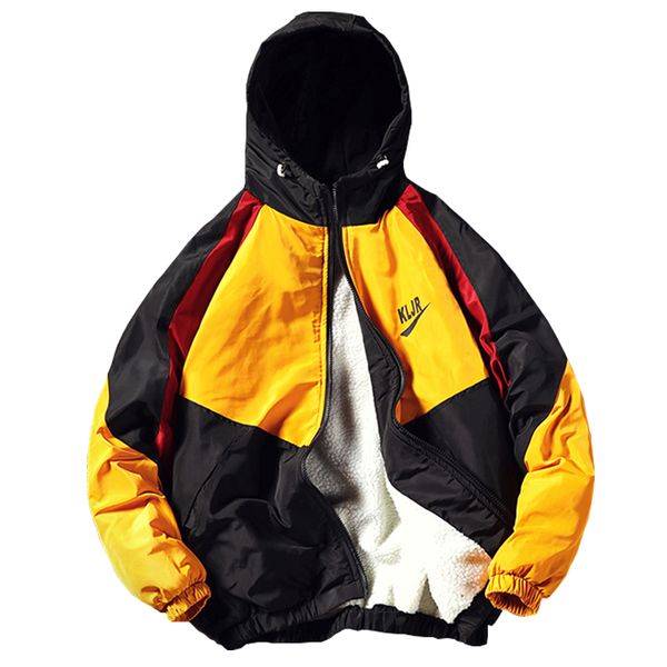 

winter windproof jacket coat men hip hop hooded thick coats 2019 mens color block patchwork outwear jackets plus size 5xl ws760, Black;brown