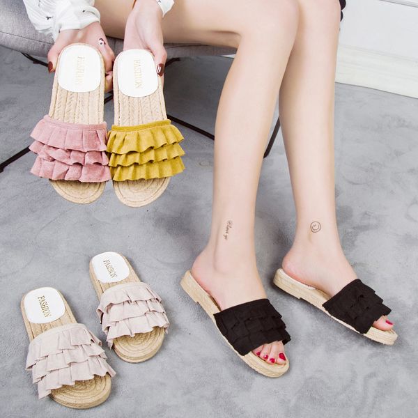 

2019 new ladies summer fashion styles outside slippers casual solid flat witn comfortable shoes size 35-40 xwt1599, Black