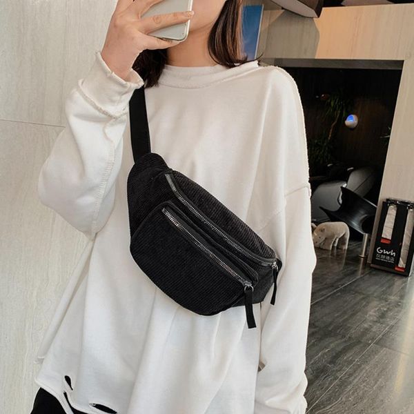 

multifunction fanny chest pack zipper corduroy money pouch crossbody bags for outdoor shopping traveling decoration