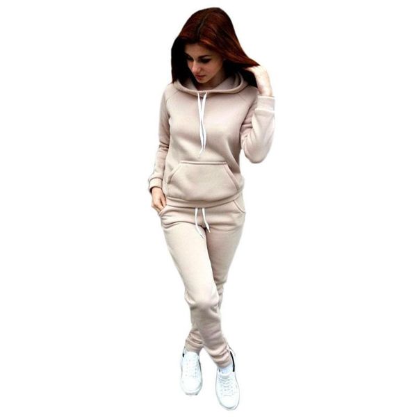 

women 's tracksuits pullover winter thick set thicker hooded suit women two piece set hoodie 2 piece set women sportswear convention, Gray