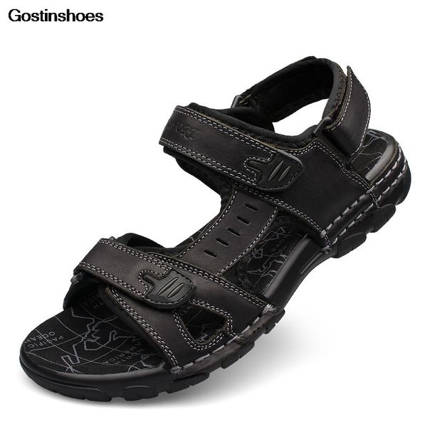 Men Comfortable Anti Collision Toe Genuine Leather Sandals