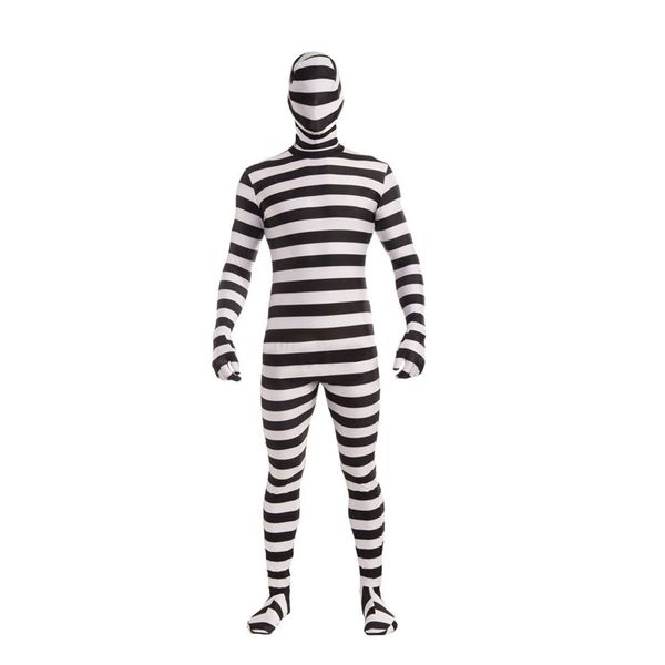

new man halloween costume prisoner cosplay black and white stripes prisoner clothes ds performance, Black;red