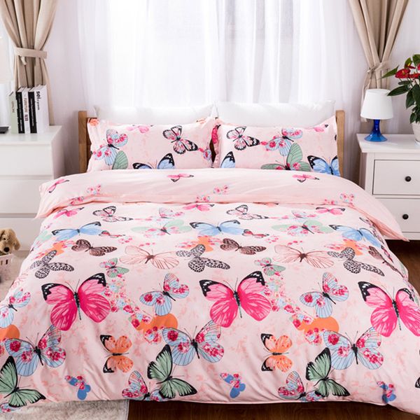 

pink butterfly bedding set luxury bedding lines duvet cover set pillowcase fitted sheet bedspread twin  king size kids adul