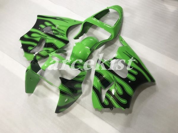 

новый abs мотоцикл обтекатели комплект подходит для kawasaki ninja zx-6r zx6r 2000 2001 2002 00 01 02 кузов набор зеленый огонь