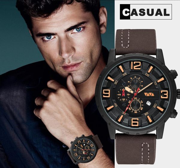 

watches men 2019 fashion retro design leather band analog alloy quartz wrist watch men watch relogio masculino, Slivery;brown