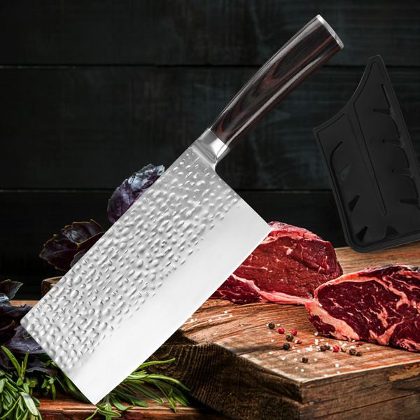 

7Inch Chef Knife 7Cr17Mov Stainless Steel Kitchen Knife Cleaver Handmade Forging Sharp Professional Chinese Utility Slicing with Knife Cover