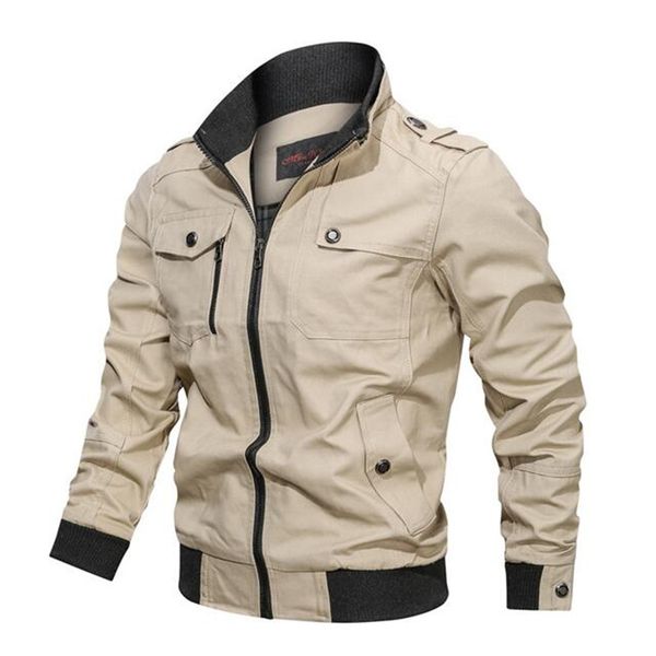 

2020 spring and autumn men's bomber jacket casual plus size male jacket cotton pilot coat army men cargo flight, Black;brown