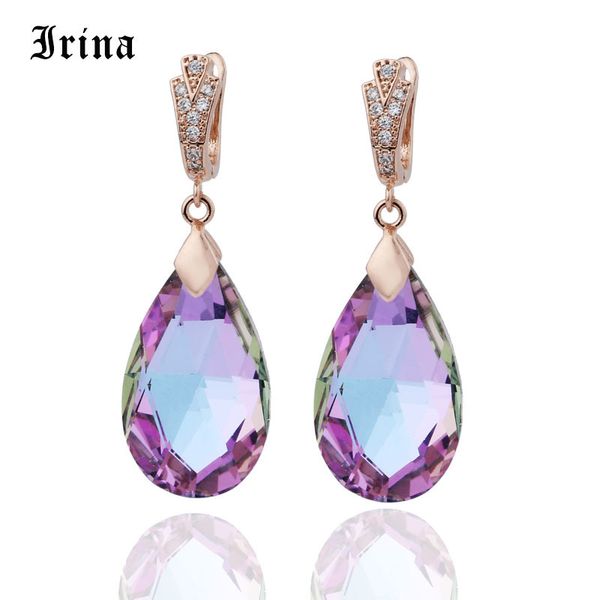 

новые длинные серьги для женщин ювелирные изделия партии 585 розового золота цвет капли воды натуральные циркон серьги ювелирные изделия c19, Golden