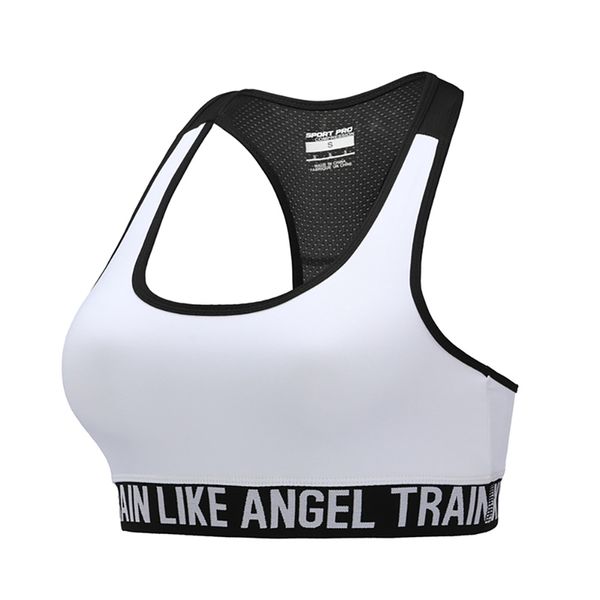 

women breathable sports bra absorb sweat shockproof padded sports bra athletic gym running fitness yoga, White;black