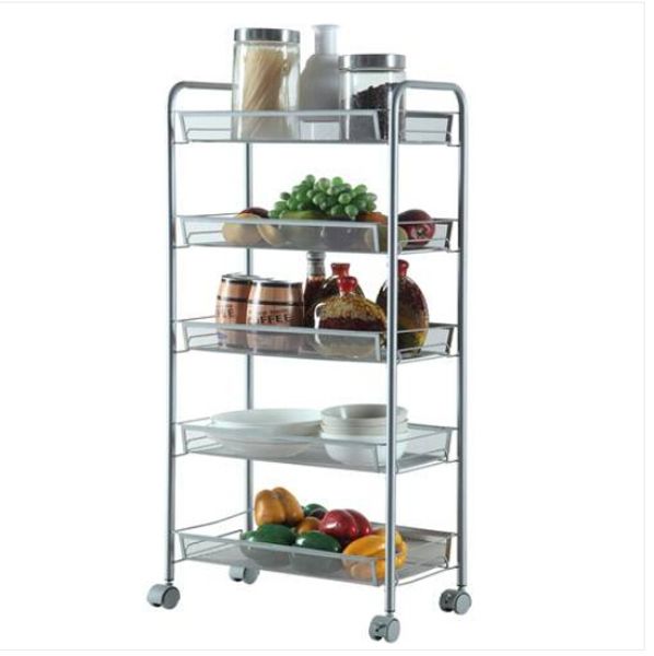 

2019 honeycomb mesh style five layers removable storage cart organiser shelf silver