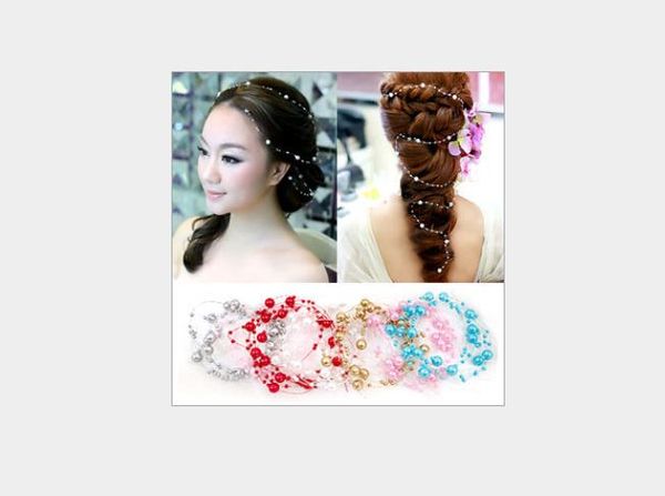 

wild bride headwear starry pearl chain bride pearl line headdress wedding accessories korean bride, Silver