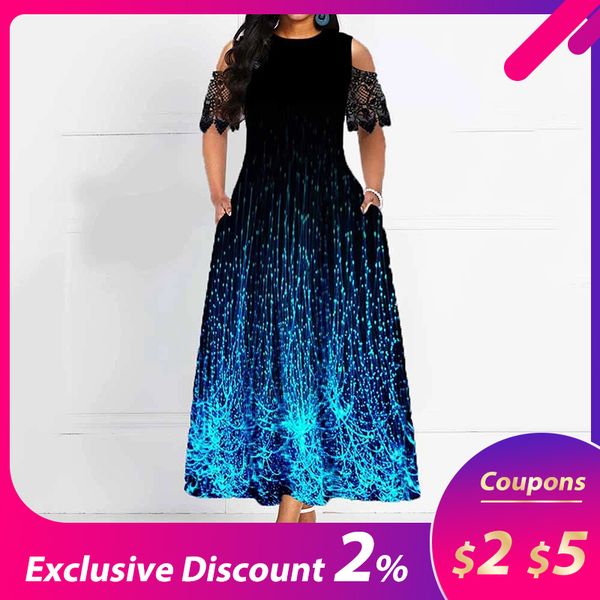 

elegant party vintage pocket dress 2019 african women fashion plus size black slim lace maxi dresses a-line ankle-length robe, Black;gray