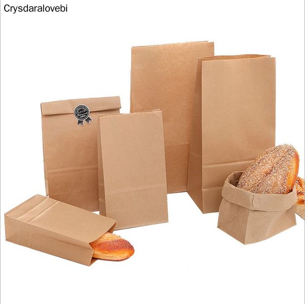 

50/100pcs brown kraft paper bag gift bags packing biscuits candy raft bread cookie bread nuts snack baking package