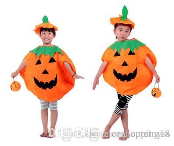

good children's halloween party kids suit clothing pumpkin clothes+ pumpkin hat for halloween festive t150