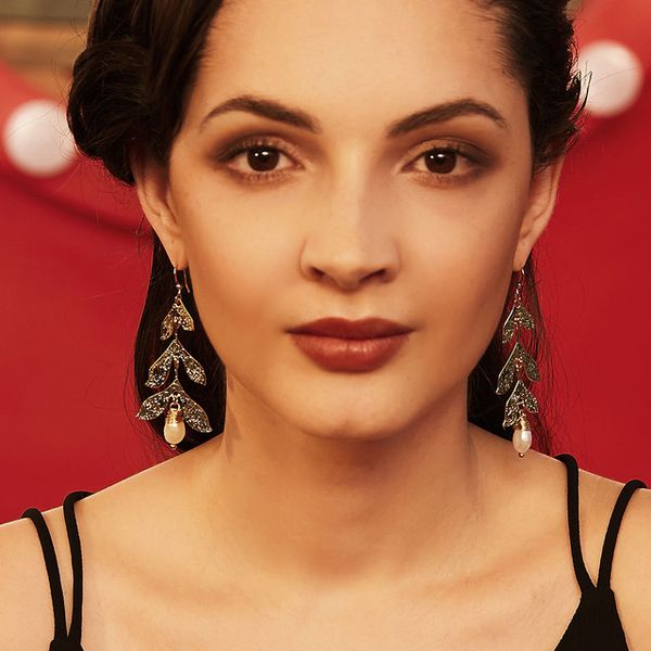 

серьги гипоаллергенный натуральный пресноводный жемчуг серьги европа и америка серьги из листьев сплава ювелирные подарки старший партия сде, Silver