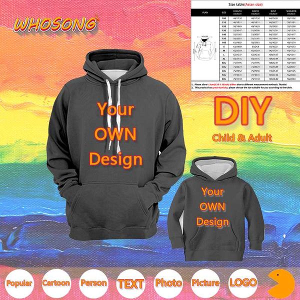 

diy whosong 3d hoodies your own design logo picture p text sweatshirt kids long sleeve pullover popular jacket, Black