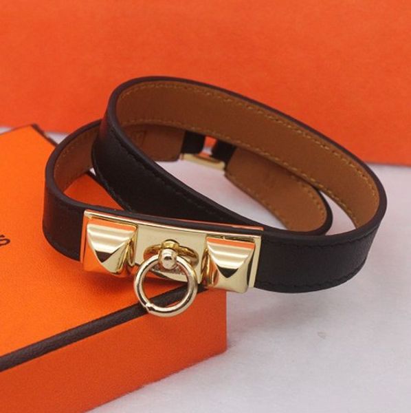 

2020 accessories wholesale two rivet punk wind leather bracelet jewelry double nail leather bangle fashion female bracelet, Black
