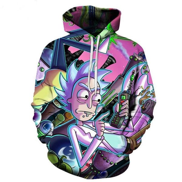 

rick and 3d hoodies men women sweatshirts anime fashion pullover brand drop ship tracksuits casual jackets, Black