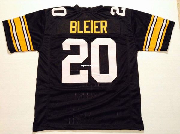 

retro custom sewn stitched #20 rocky bleier black mitchell & ness jersey high-end men's football jerseys college ncaa, Black;red