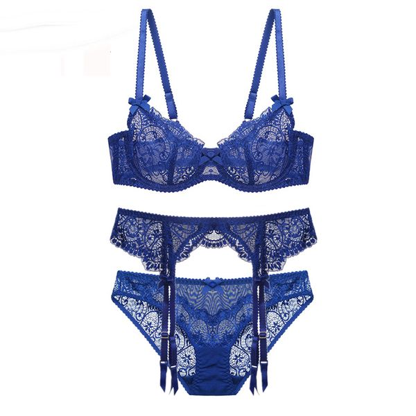 

mousse underwear half cup slim lace bras ladies big size bra set with garters 3 pieces sujetador encaje set, Red;black