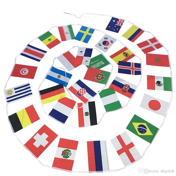 

world cup football match flag 32pcs banner flag team flag bar club decoration