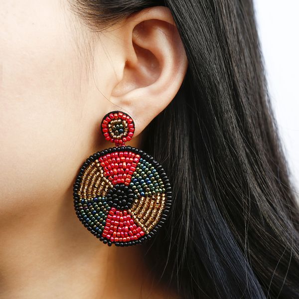 

2020 new statement original handmade microfiber beads earring fashion national style women jewelry gift with box, Silver