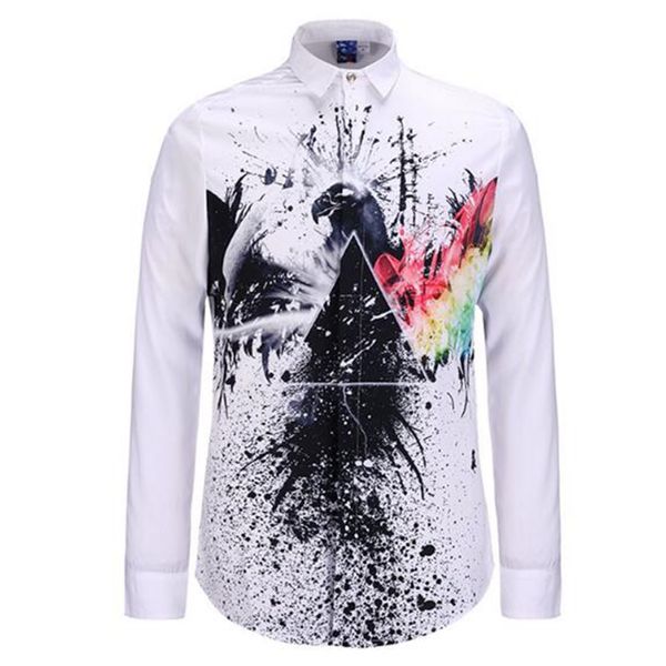 

men's korean new boutique special personality europe and the united states spring autumn creative 3d lion pattern animal print shirt, White;black