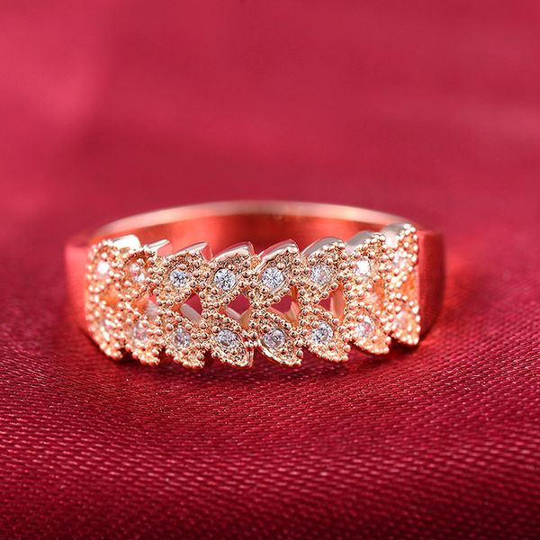 

personality modeling orange zirconium stone leaves ring high file plating rose alertwall woman, Silver