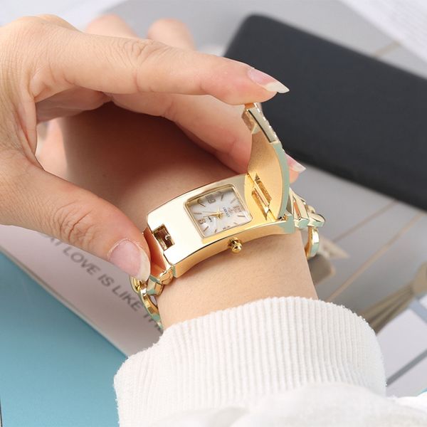 

new fashion embed crystal diamond luxury silver square flap cover women's bracelet watch golden watch feminino horloges vrouwen, Slivery;brown