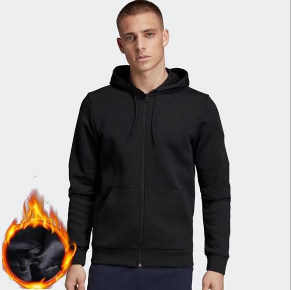 

2019 new fn57611 mens' autumn winter brand fleece hoodie sweatshirts long sleeve sport zipper pullover hoodies men cotton streetwear, Black