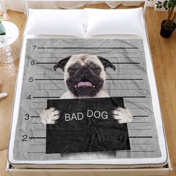 

animal cute dog skin-friendly warm 3d print flannel blanket for bed sofa office thick velvet coral fleece portable travel