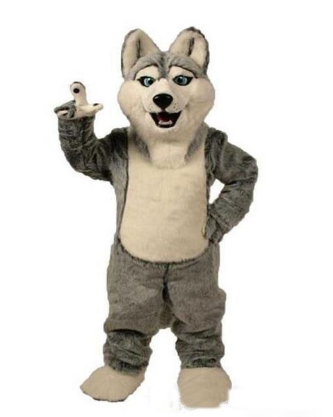 2019 Factory Direct Sales Fancy Grey Dog Dog Husky con l'aspetto del Wolf Mascot Costume Mascotte Adult Cartoon Character Party
