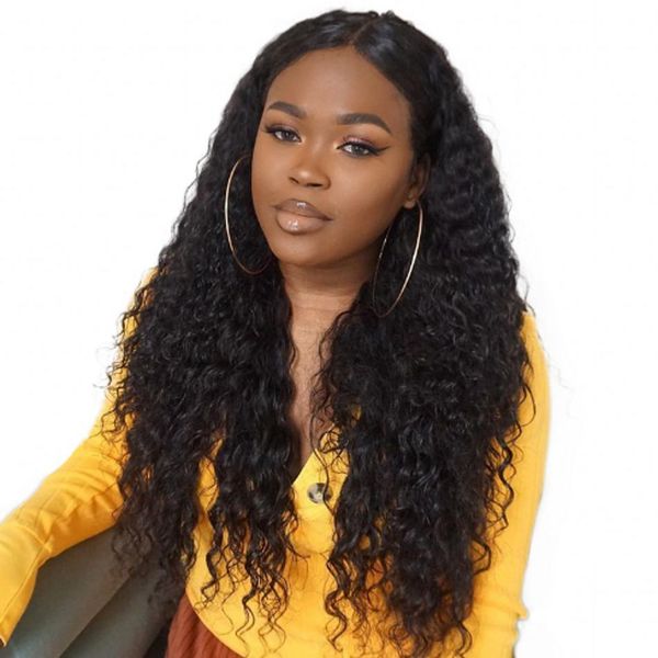 

human hair lace front wig for black women unprocessed mongolian hair pre plucked kinky curly lace wigs swiss lace, Black;brown