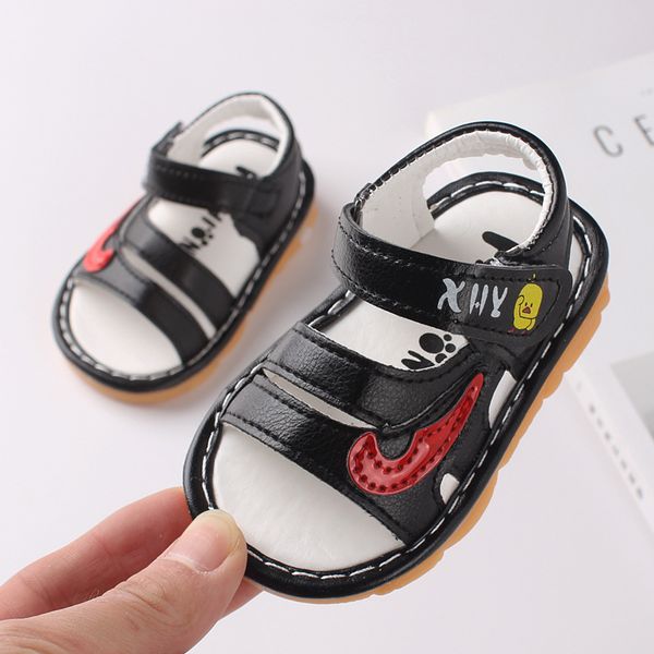 

1 pairs baby shoes summer baby girl boy breathable anti-slip cartoon design shoes sandals toddler soft soled, Black;red