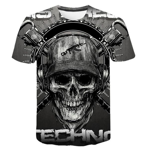 

череп майка мужчины скелет tshirt punk rock tshirt gun футболки 3d печати tshirt урожай мужская одежда летняя топы плюс размер 6xl, White;black