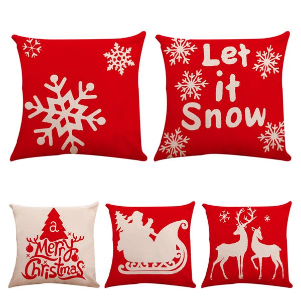 

4 pcs cotton linen snowflake throw pillowcase back cushion covers christmas decoration pillow cover for home living room couch